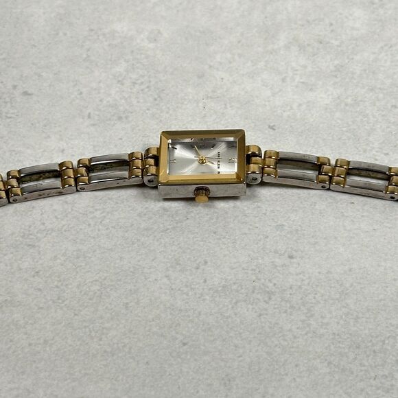 Anne Klein Watch Womens 16mm Rectangle Two Tone Link Band Quartz New Battery - Picture 3 of 16